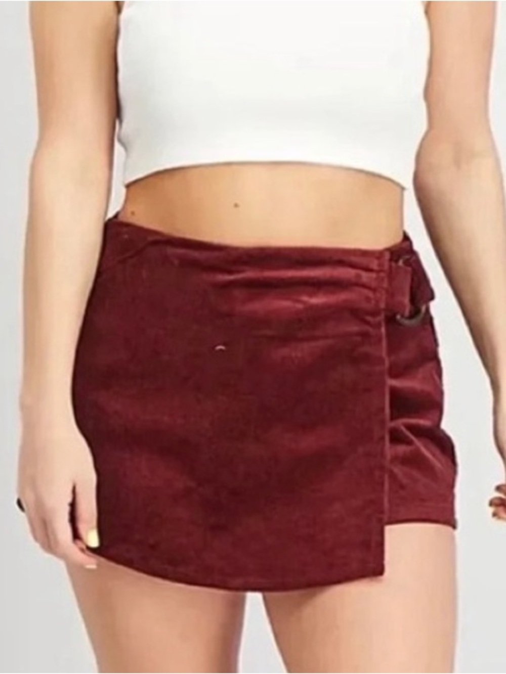 FOREVER 21 Burgundy Buckled Corduroy Skort XL NWT